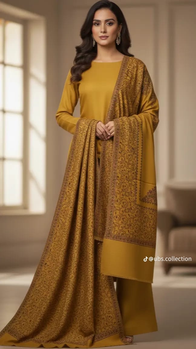 Wool Pashmina 3 pc suit with Shawl