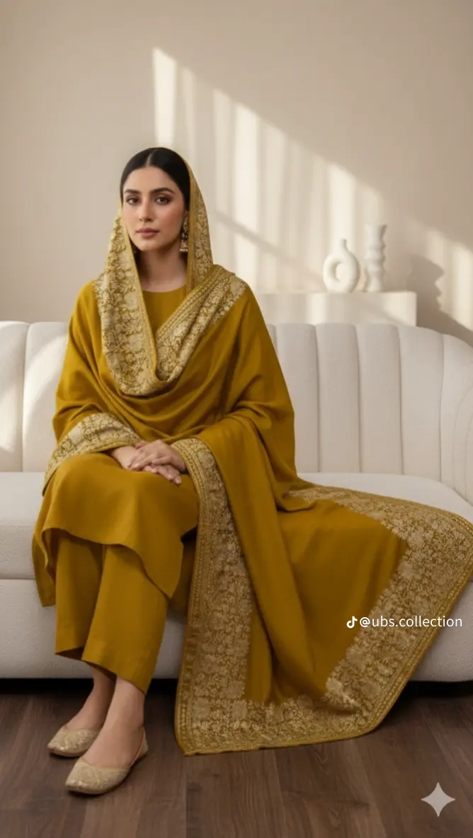 3-Pc Suit with Embroidered Shawl 
