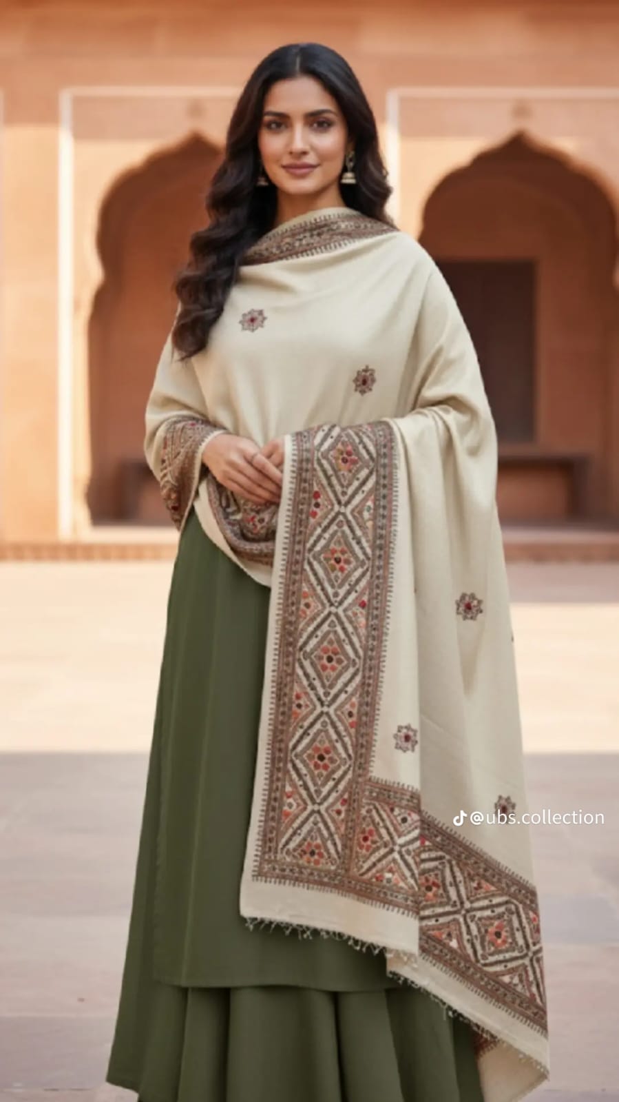Wool Pashmina 3 pc suit with Shawl 