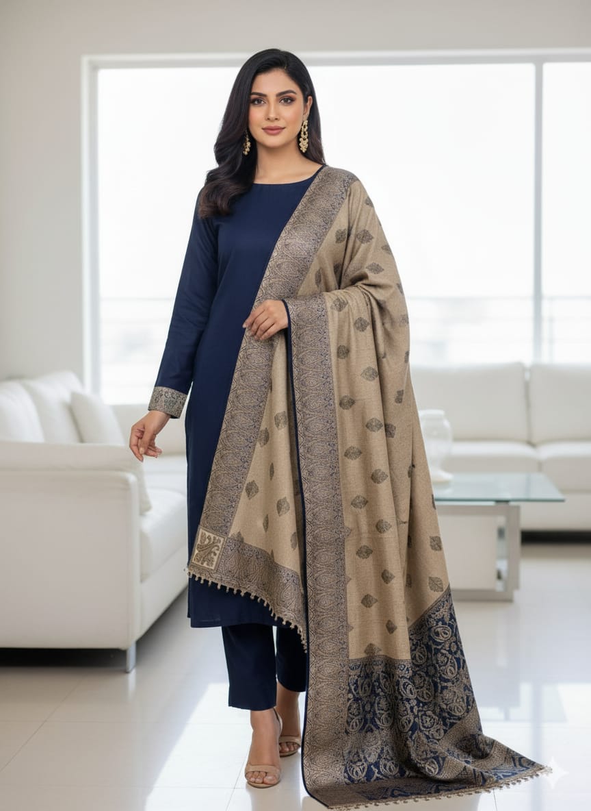 3-Pc Suit with Embroidered Shawl 