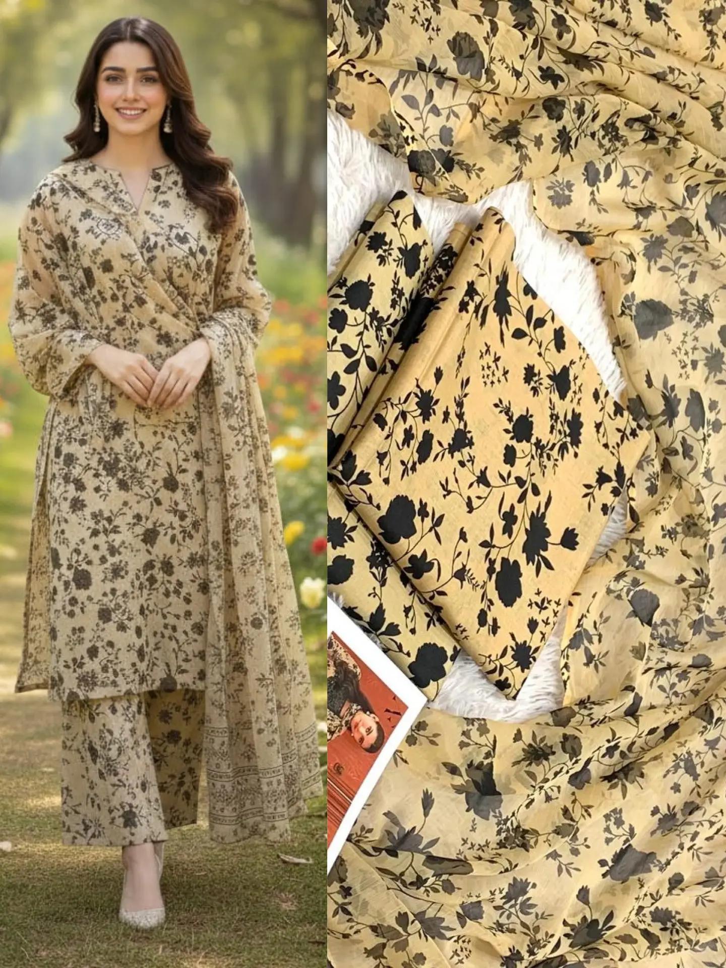 Lawn 3pc with Chiffon Dubatta 