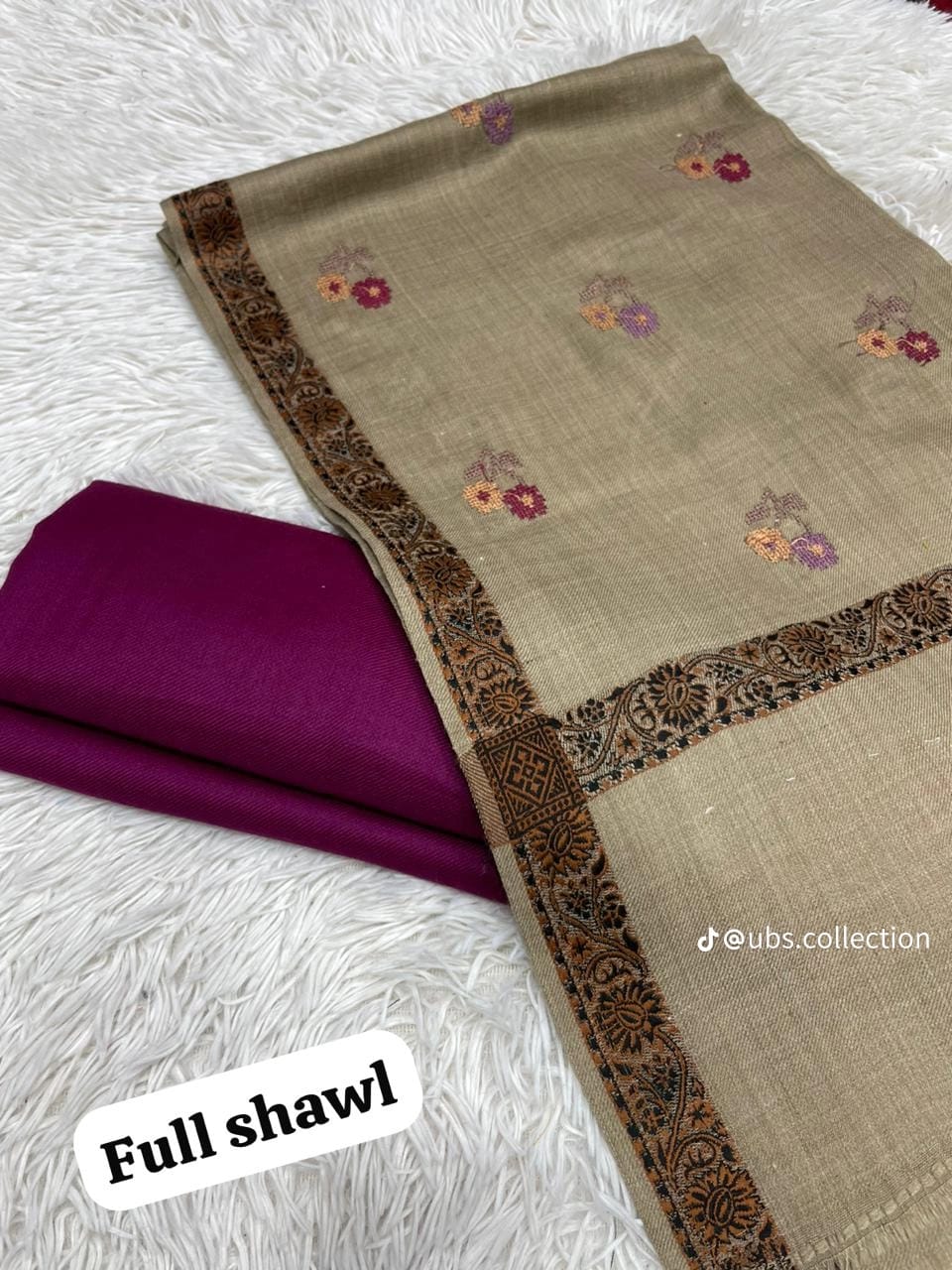 Wool Pashmina 3 pc suit with Shawl 