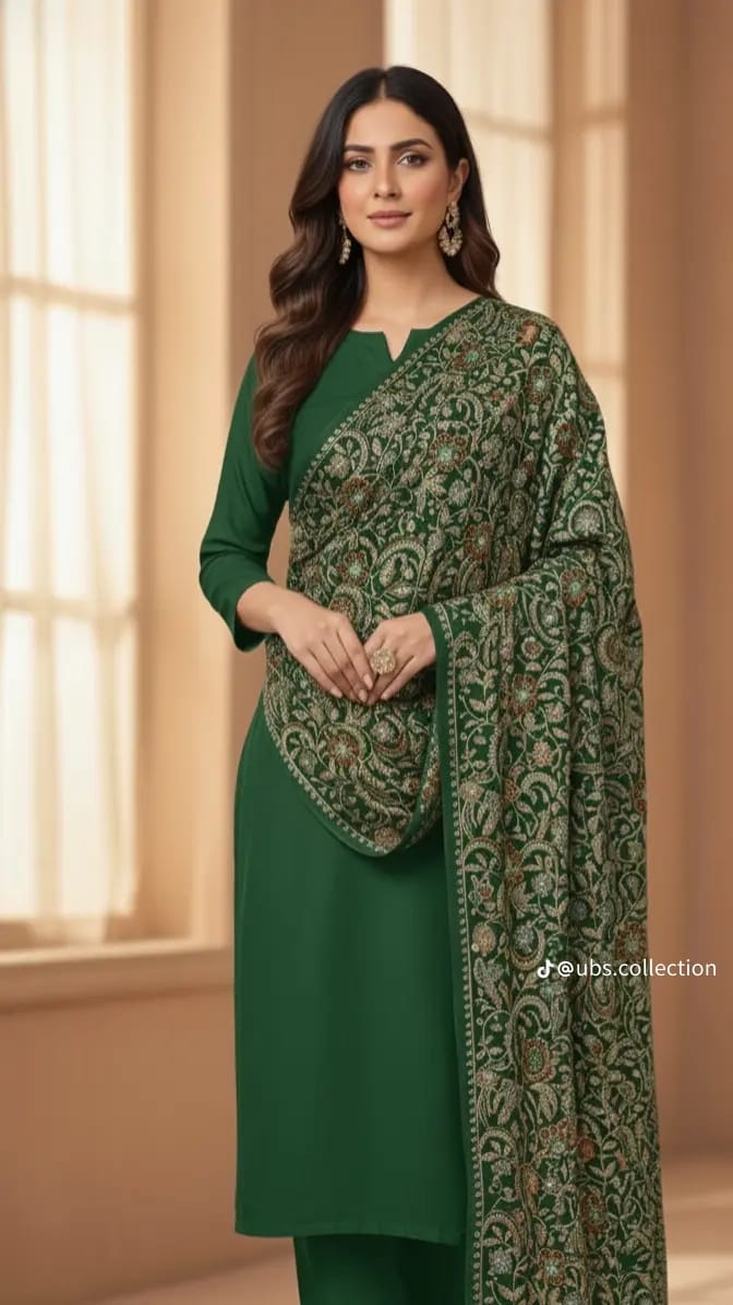 3-Pc Suit with Embroidered Shawl 