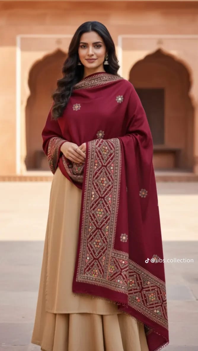 Wool Pashmina 3 pc suit with Shawl