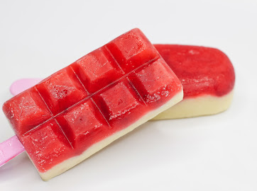 Paleta de fresa con crema