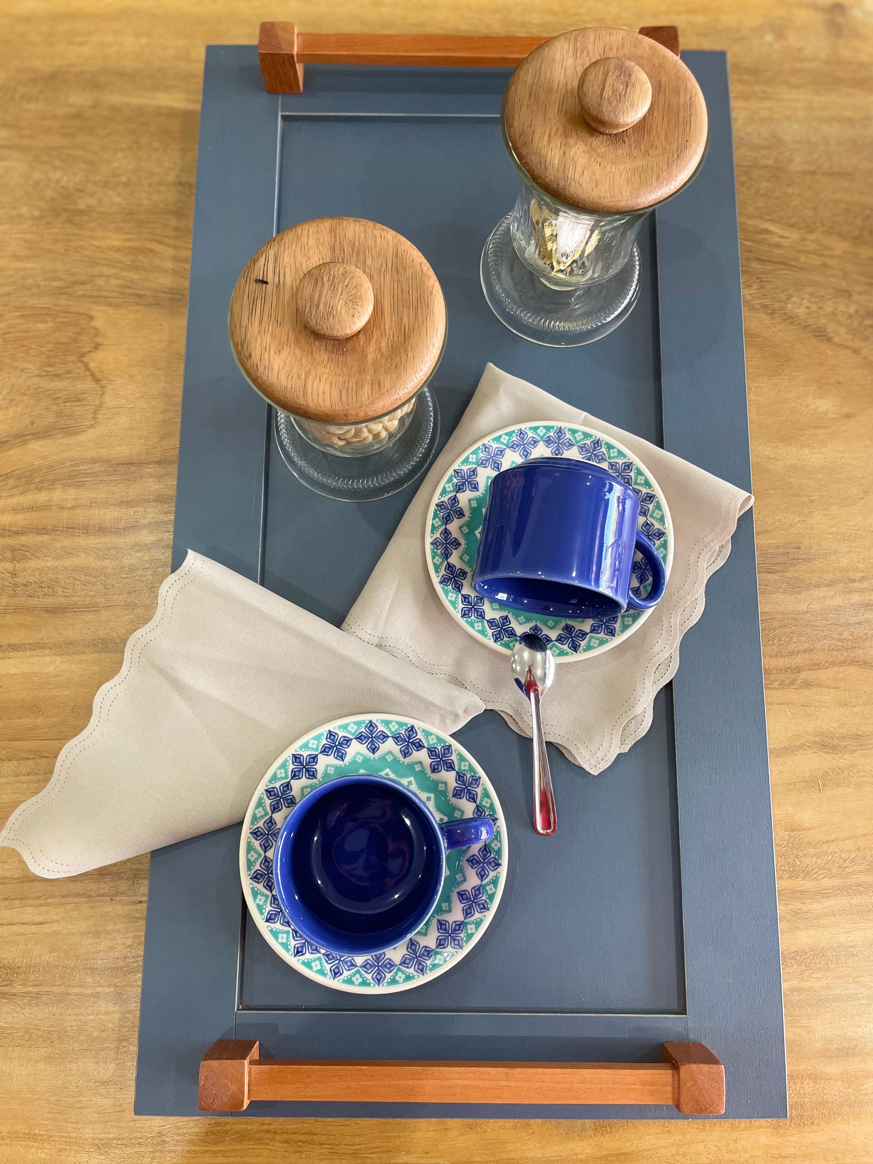 Conjunto de Café Azul de Cerâmica