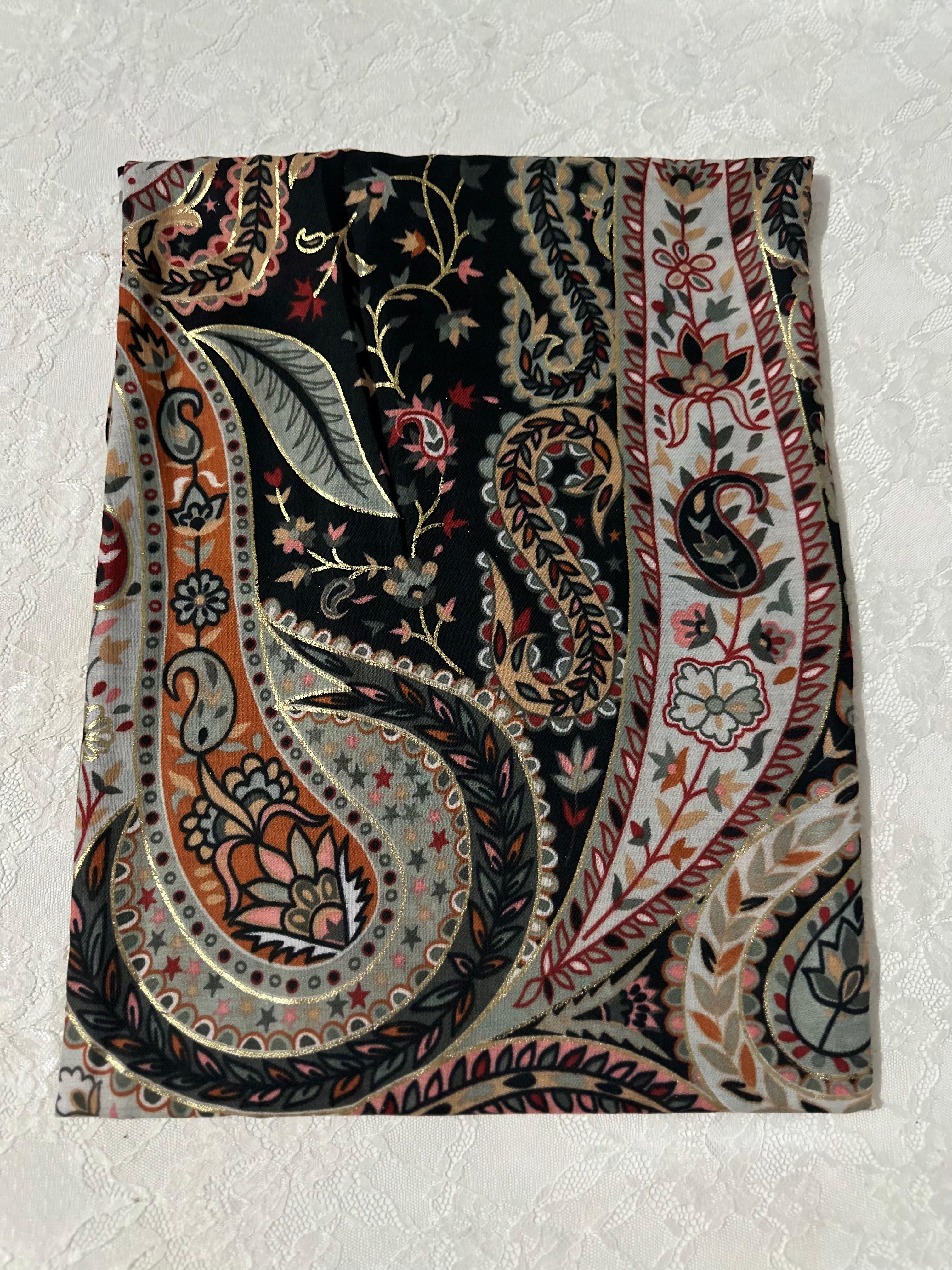 Desenli pamuk ipek şal