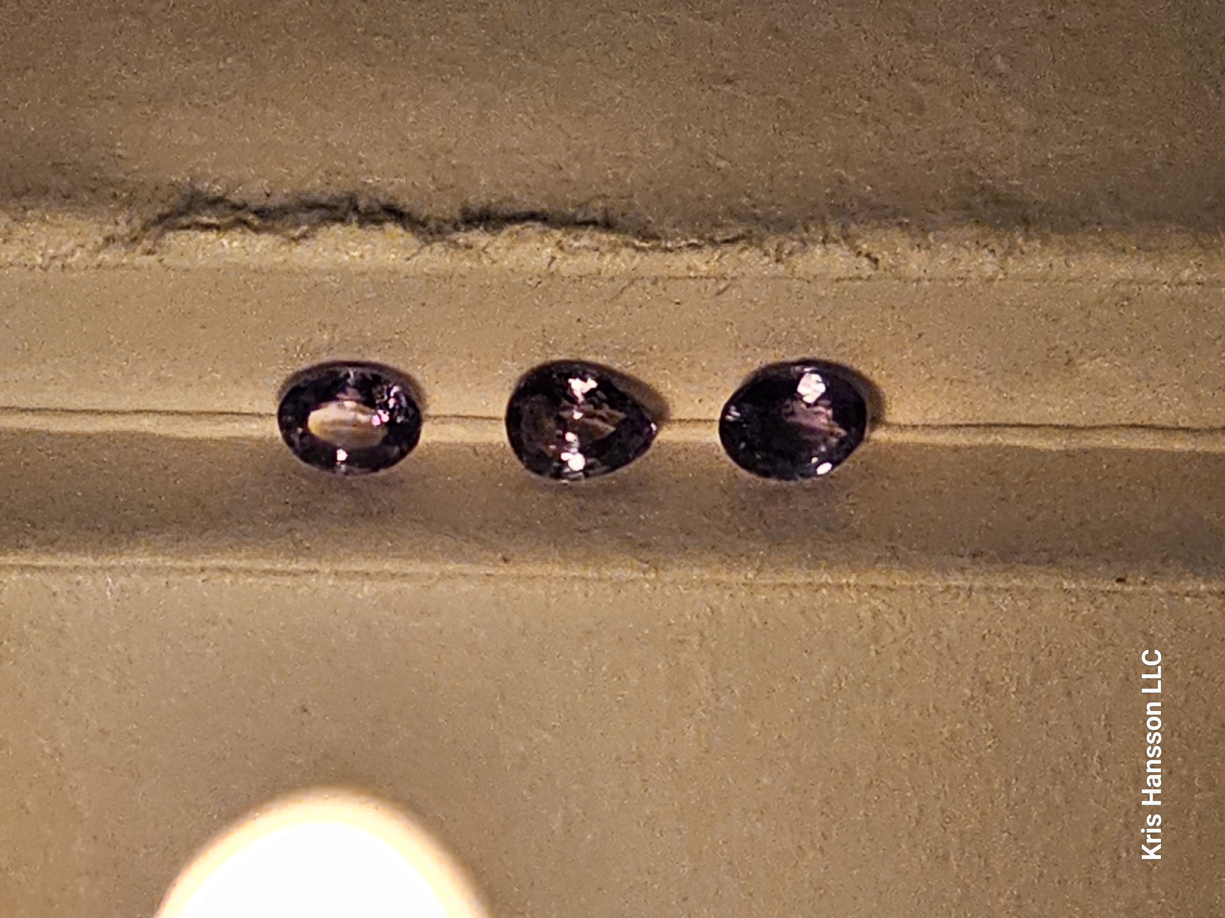 In this lot: Two oval and one Pear shape Natural Alexandrite