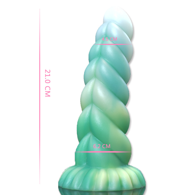 Fluorescent Twisted Silicone Dildo – Alien Dragon Fantasy Butt Plug with Strong Suction Cup, Flexible Liquid Silicone G-Spot Vibrator, Night Glow Unisex Adult Sex Toy for Couples Solo Play (Wholesale Custom OEM)