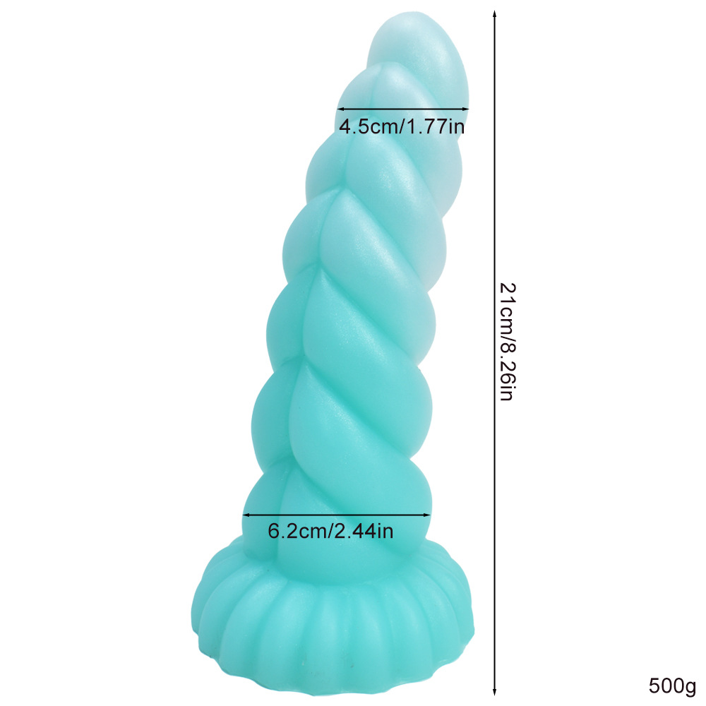 Fluorescent Twisted Silicone Dildo – Alien Dragon Fantasy Butt Plug with Strong Suction Cup, Flexible Liquid Silicone G-Spot Vibrator, Night Glow Unisex Adult Sex Toy for Couples Solo Play (Wholesale Custom OEM)