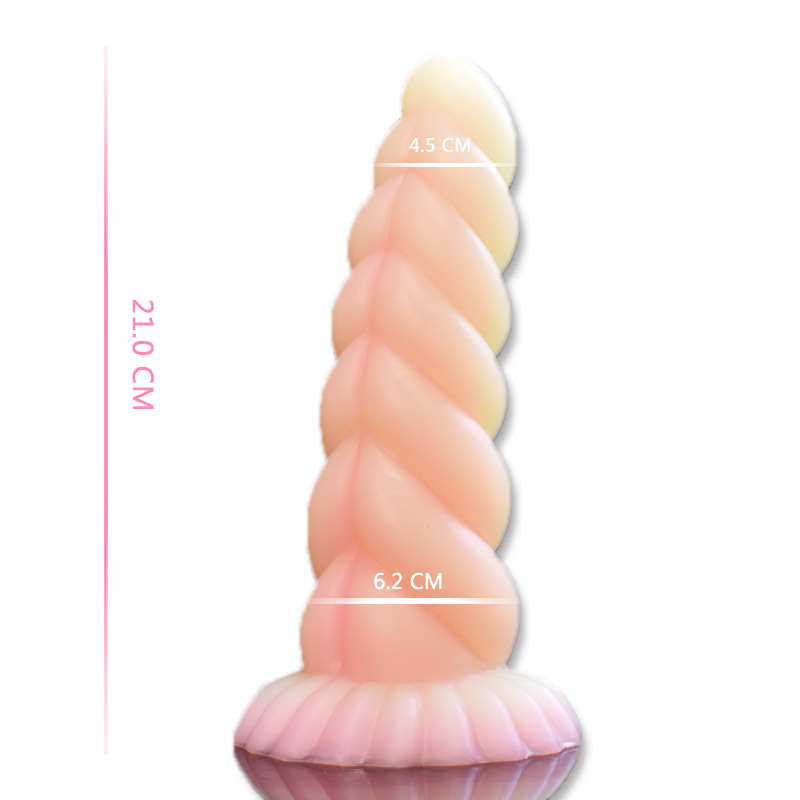 Fluorescent Twisted Silicone Dildo – Alien Dragon Fantasy Butt Plug with Strong Suction Cup, Flexible Liquid Silicone G-Spot Vibrator, Night Glow Unisex Adult Sex Toy for Couples Solo Play (Wholesale Custom OEM)