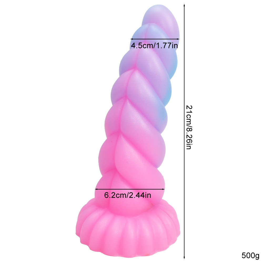 Fluorescent Twisted Silicone Dildo – Alien Dragon Fantasy Butt Plug with Strong Suction Cup, Flexible Liquid Silicone G-Spot Vibrator, Night Glow Unisex Adult Sex Toy for Couples Solo Play (Wholesale Custom OEM)