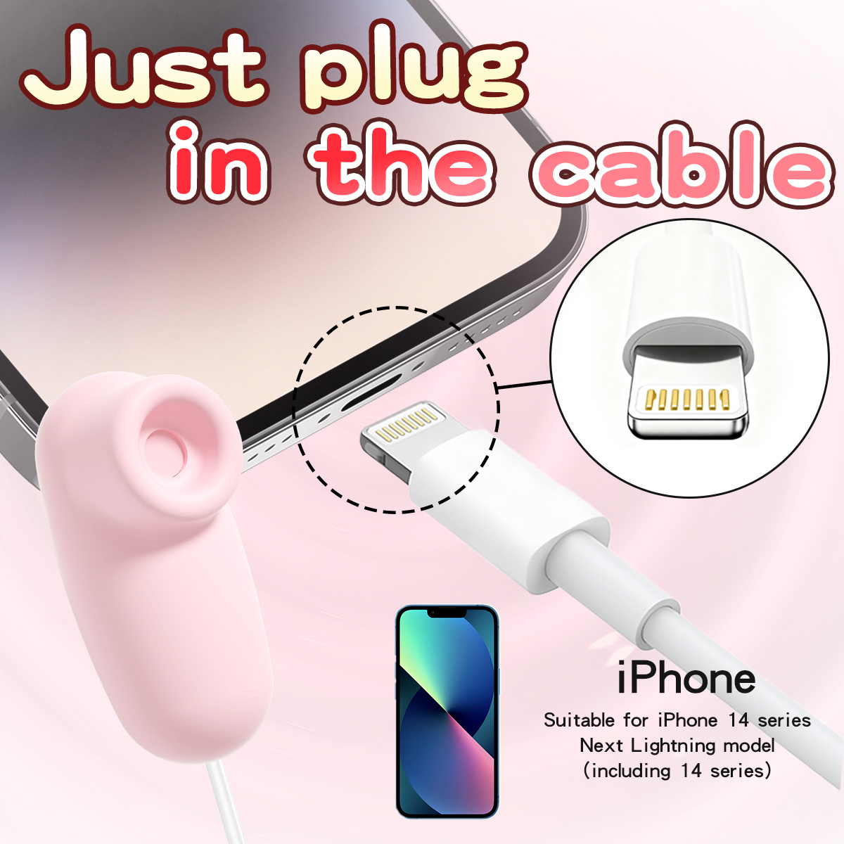 iPhone Clitoral Sucking Massager – Lightning Connection, No Battery Needed, Ultra-Light & Portable, Pulse Wave Technology, Soft Silicone Touch, Waterproof & Whisper-Quiet, for Solo or Couples Play (Sakura Pink / Lavender)