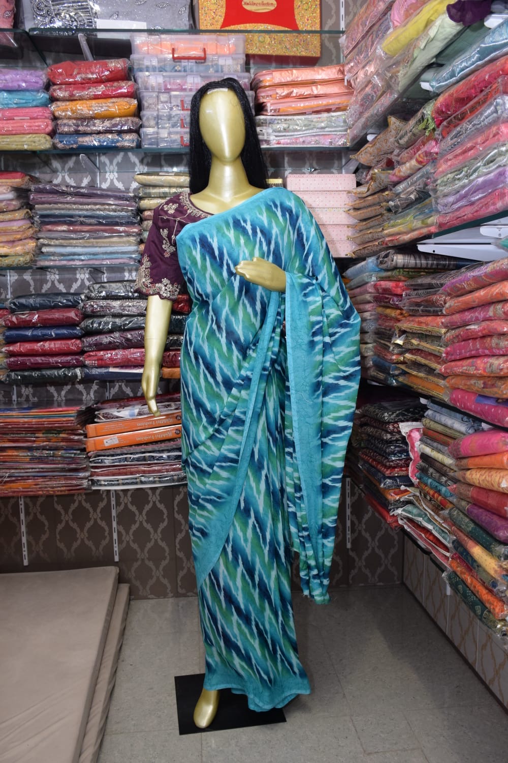 Blue and Green Saree