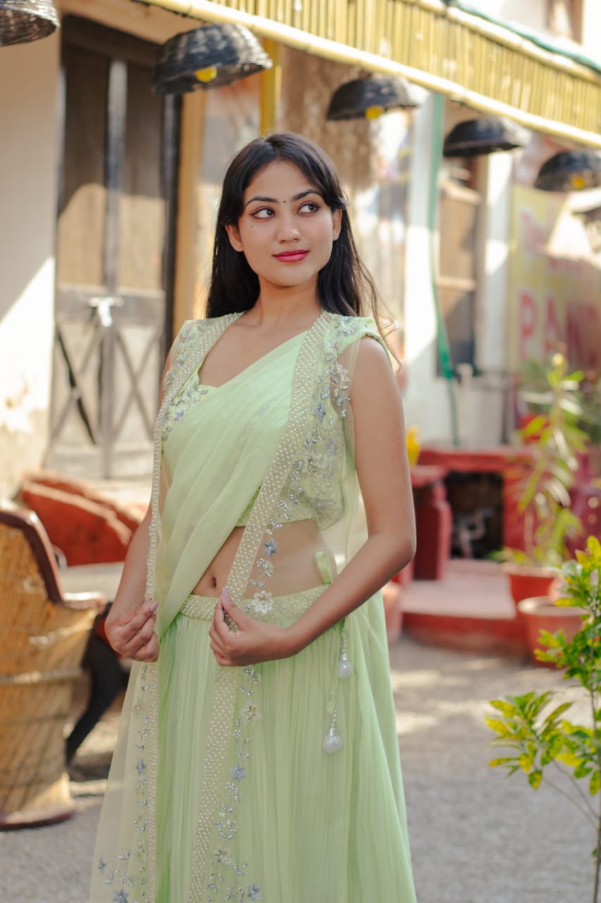 Elegant Mint Green saree