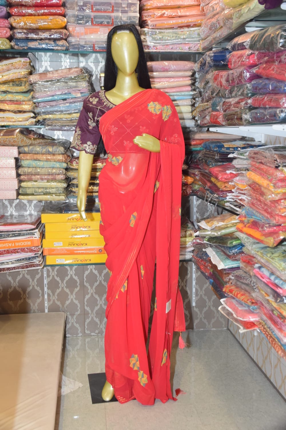 Stylish Red Saree