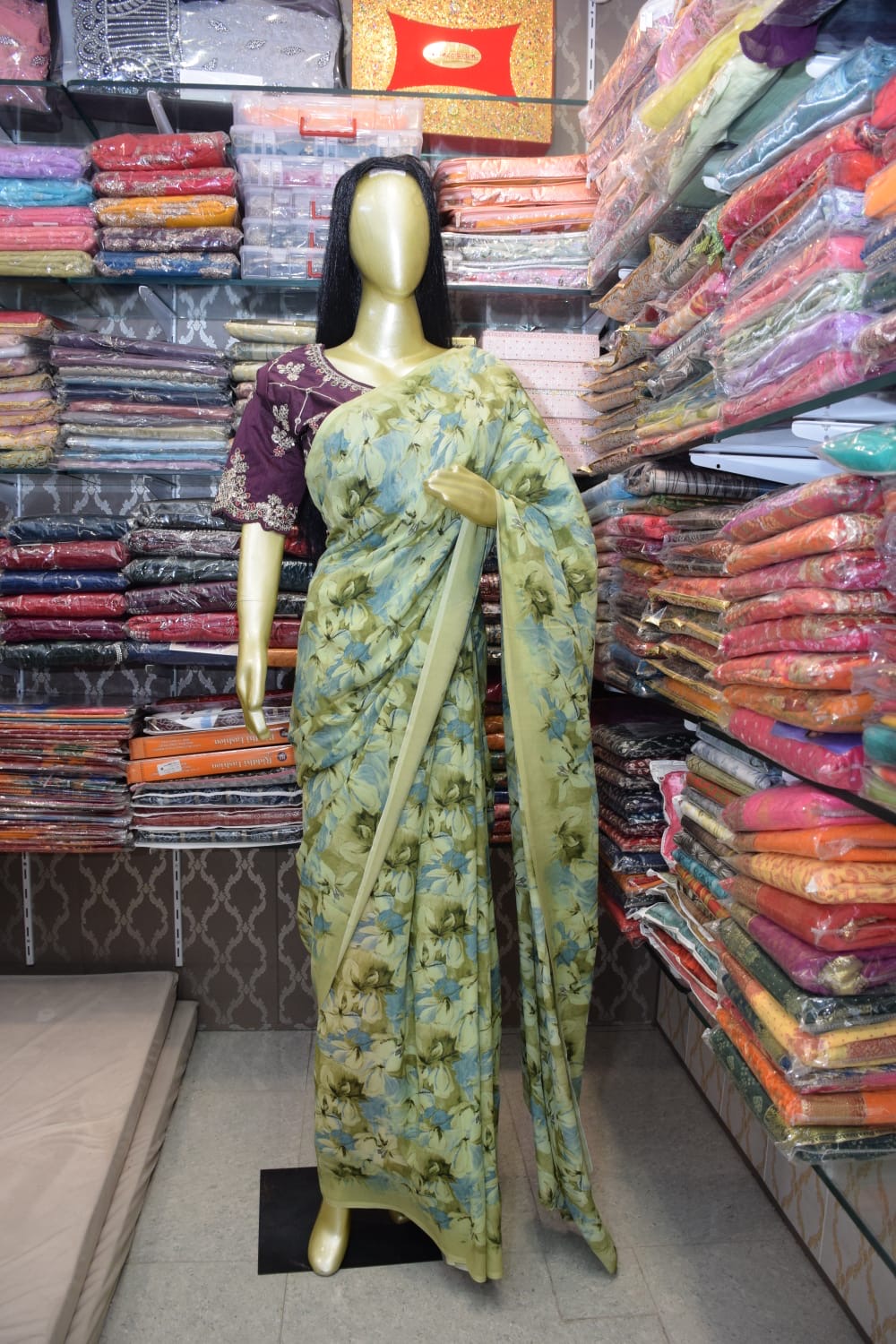 Green Floral Saree