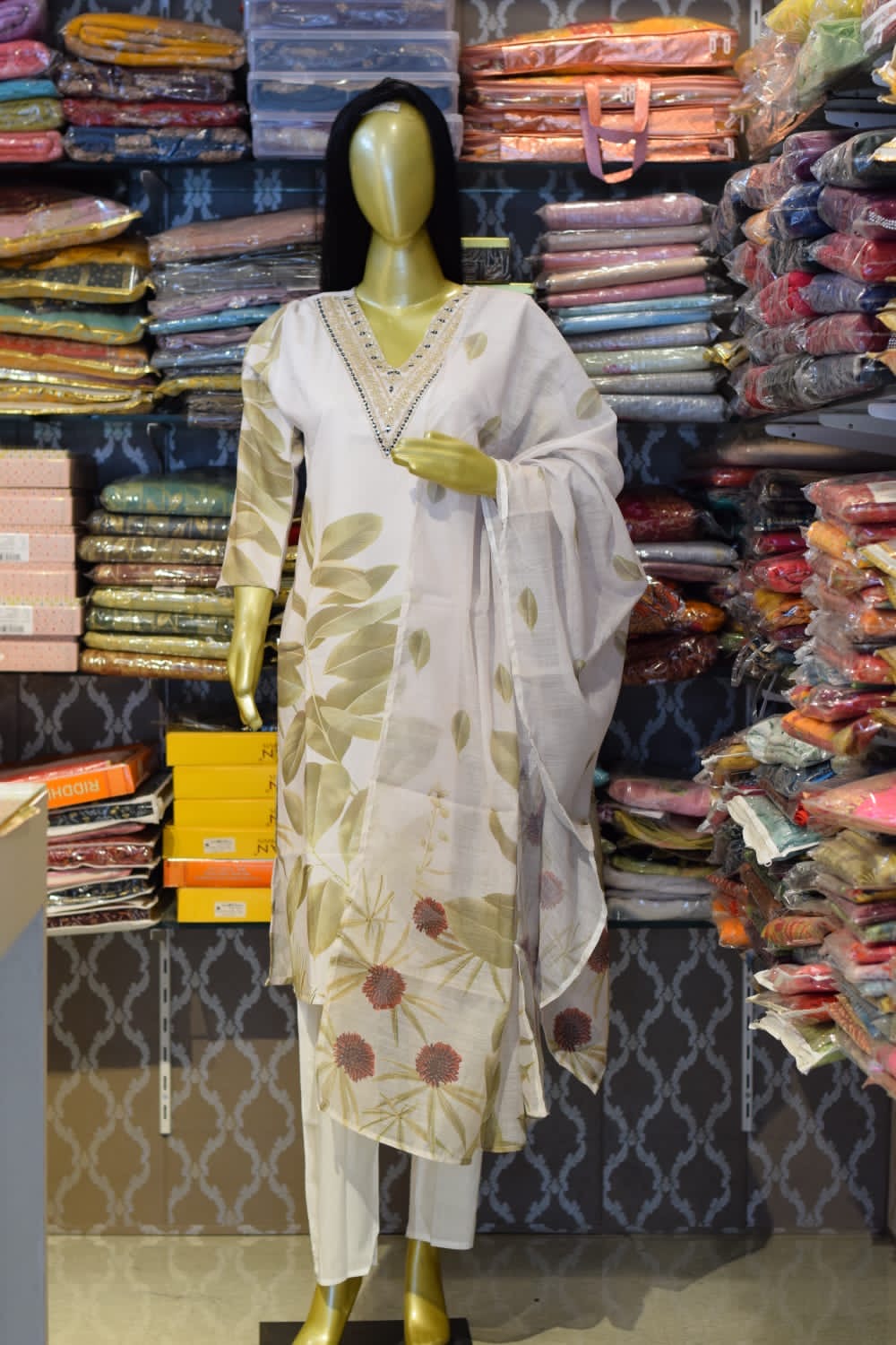 Elegant Floral Embroidered Suit