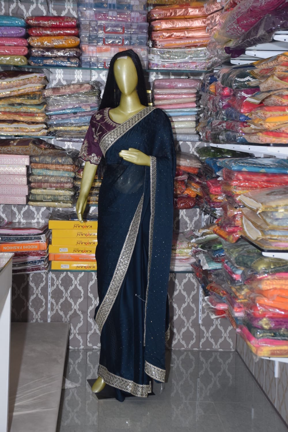 Elegant Navy Blue Saree