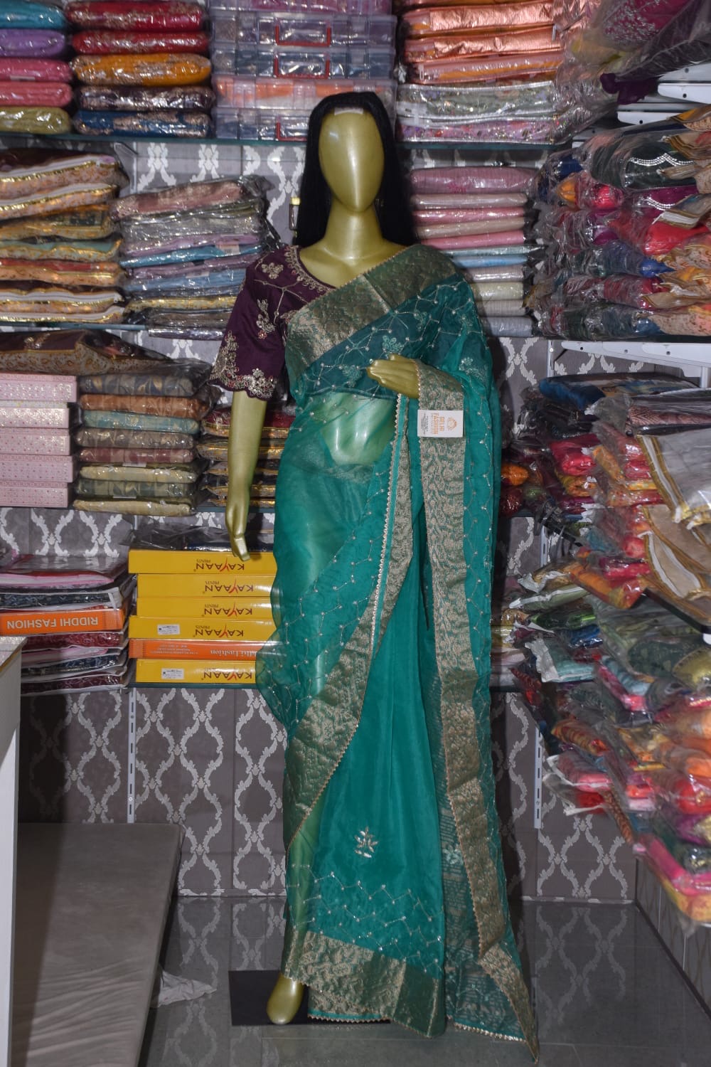 Elegant Teal Green Saree