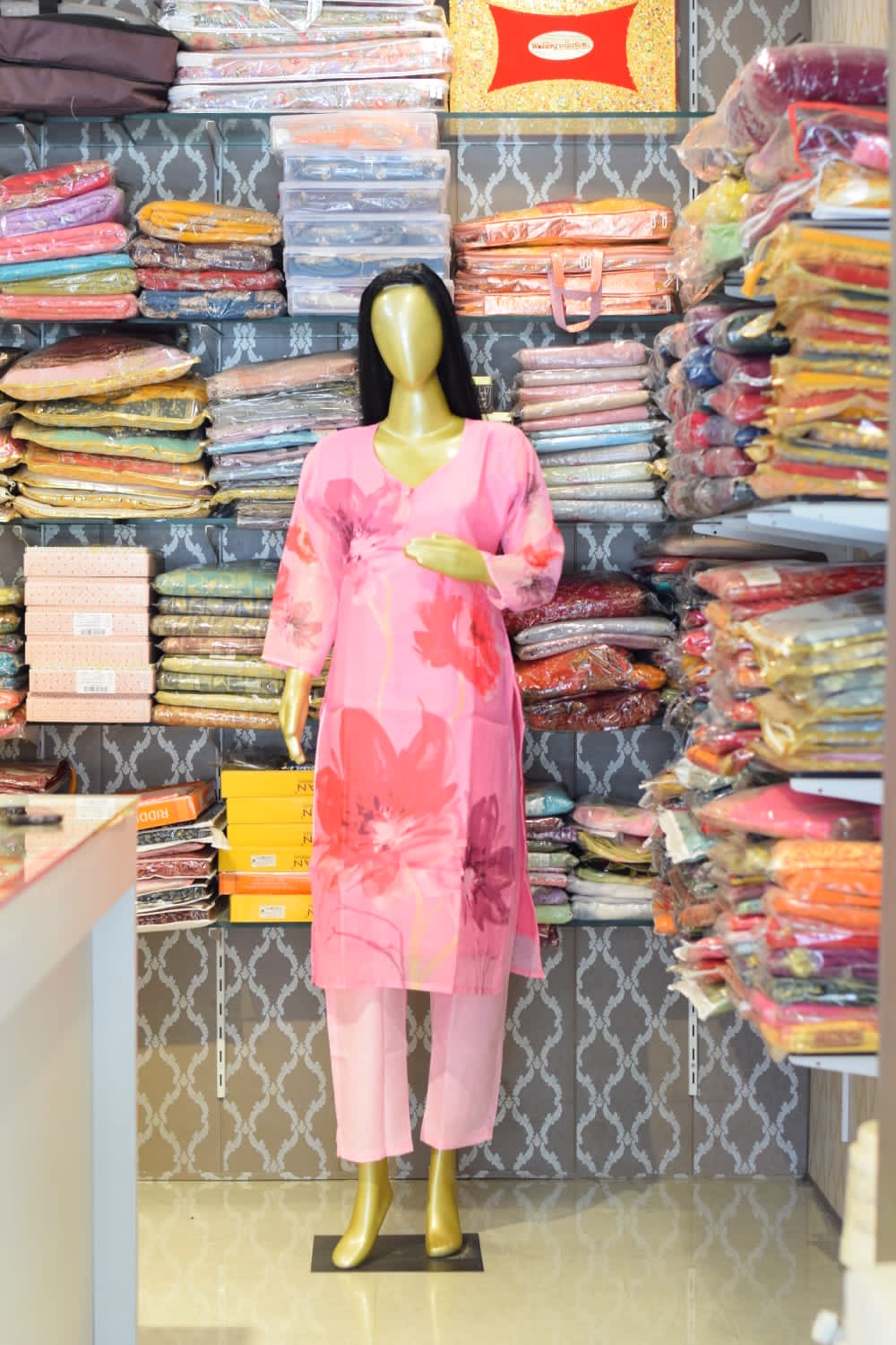 Pink Floral Kurta Set