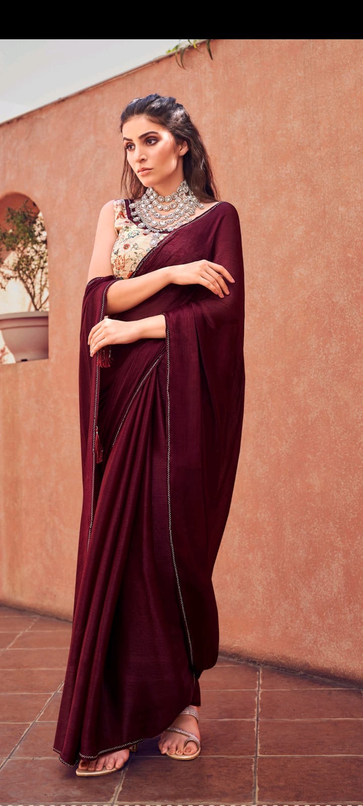 Elegant Maroon Saree