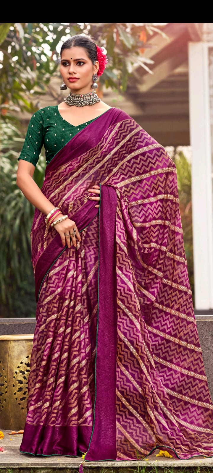 Elegant Purple and Gold Saree