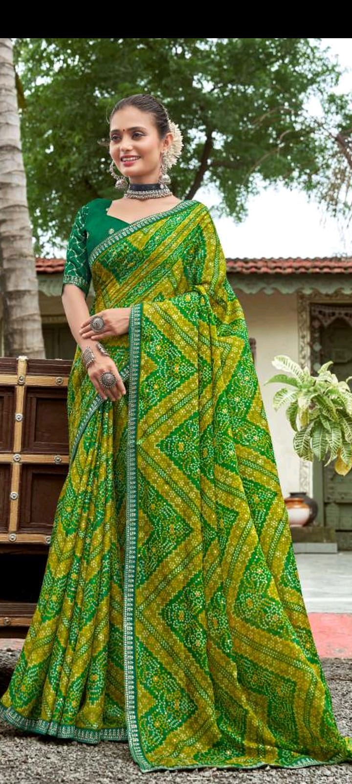 Green and Yellow Saree