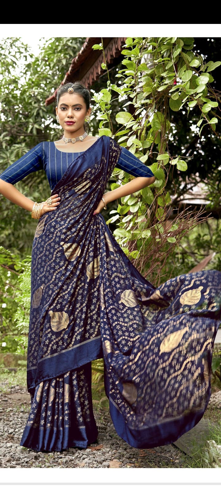 Navy Blue Silk Saree