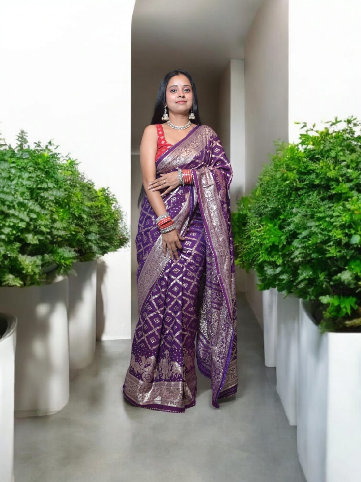 Traditional Purple Silk Saree