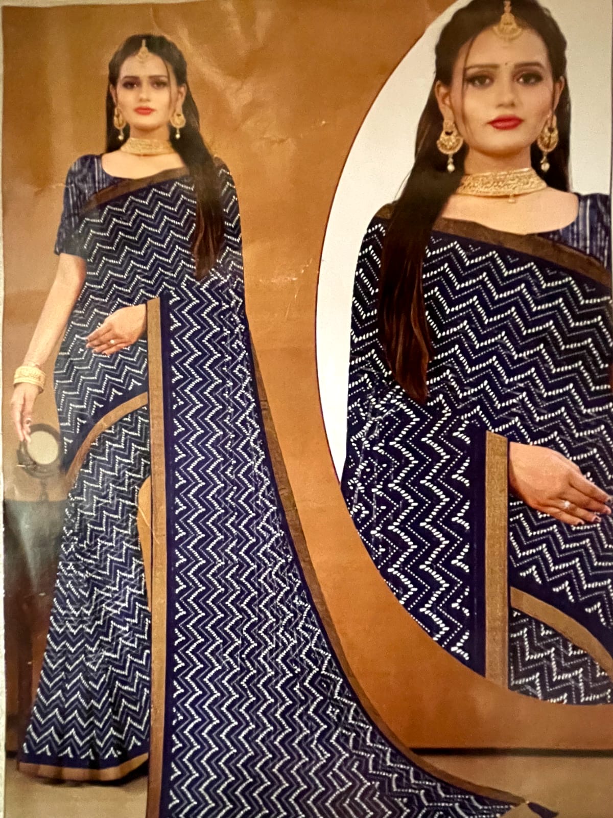 Blue Zigzag Pattern Saree