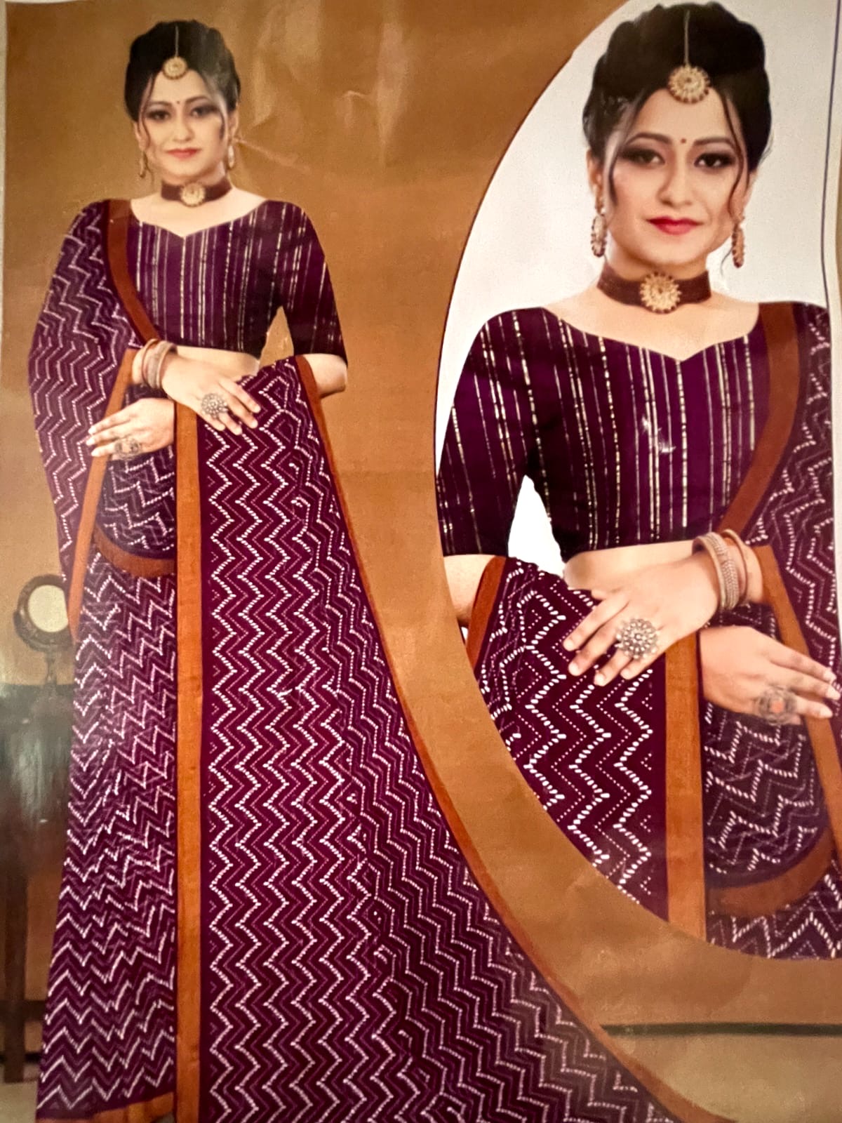 Blue Zigzag Pattern Saree