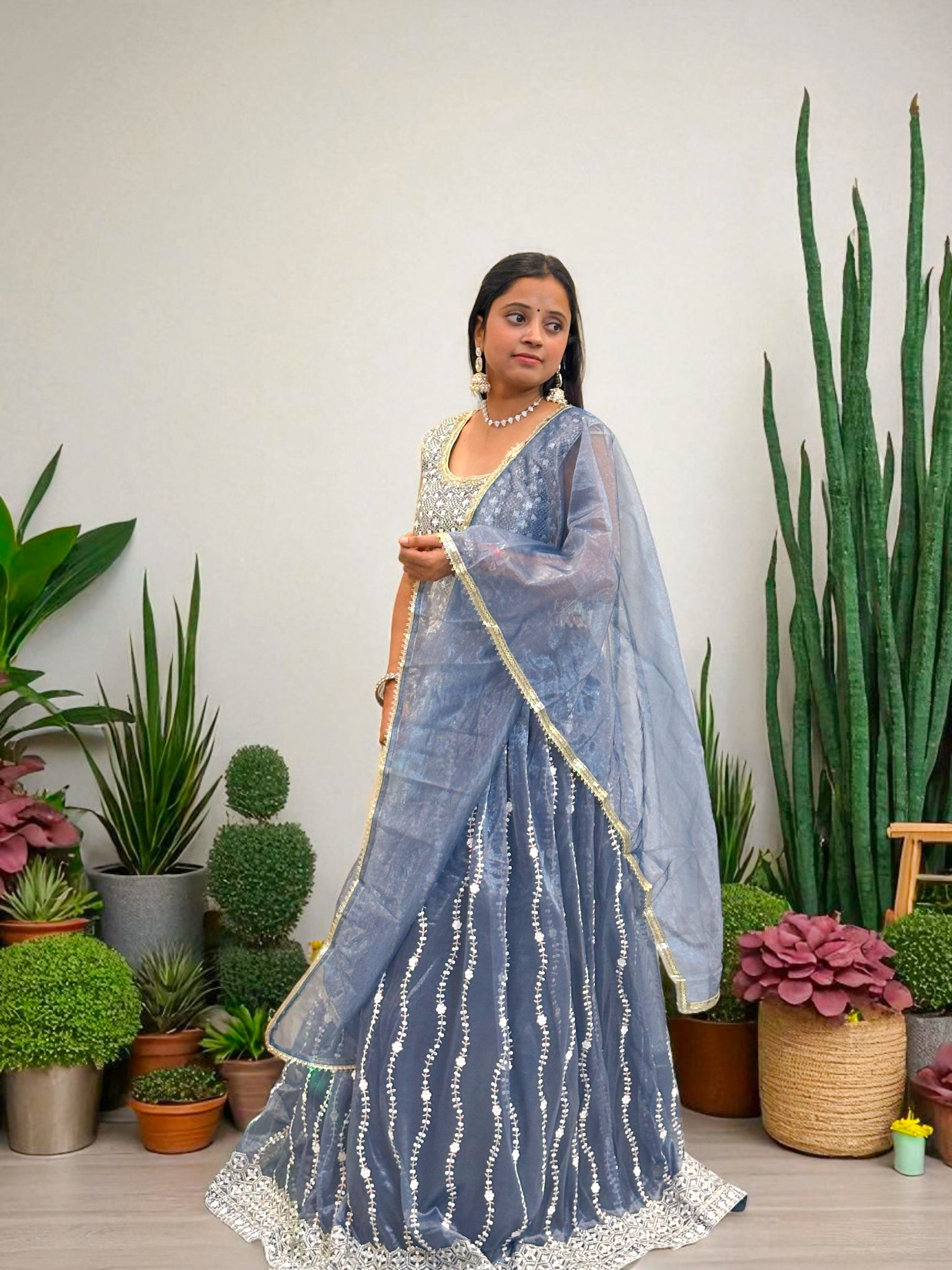 Embroidered Blue Lehenga Choli
