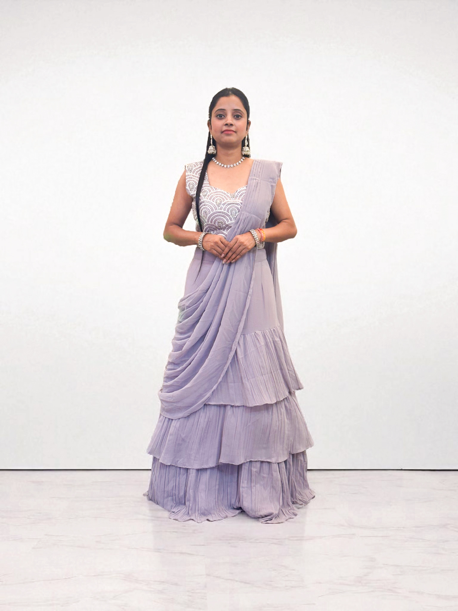 Lavender Ruffled Saree