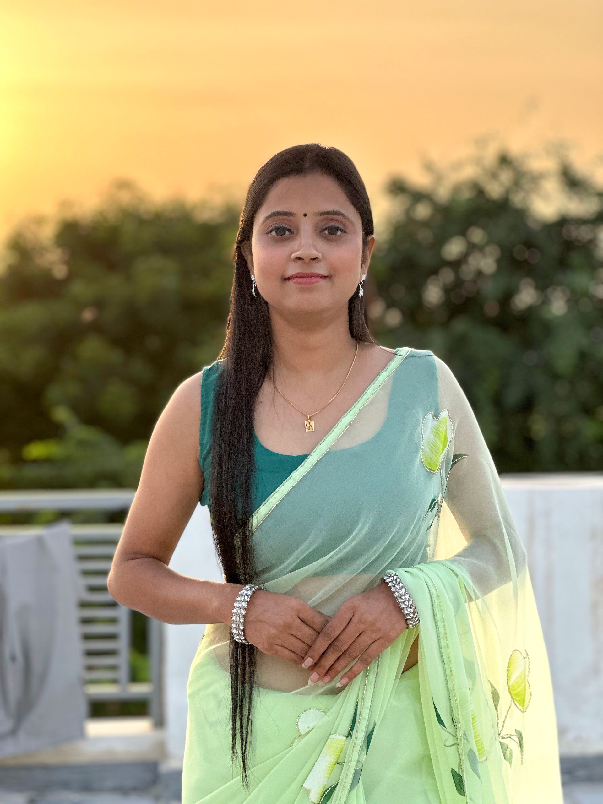 Light Green Floral Saree