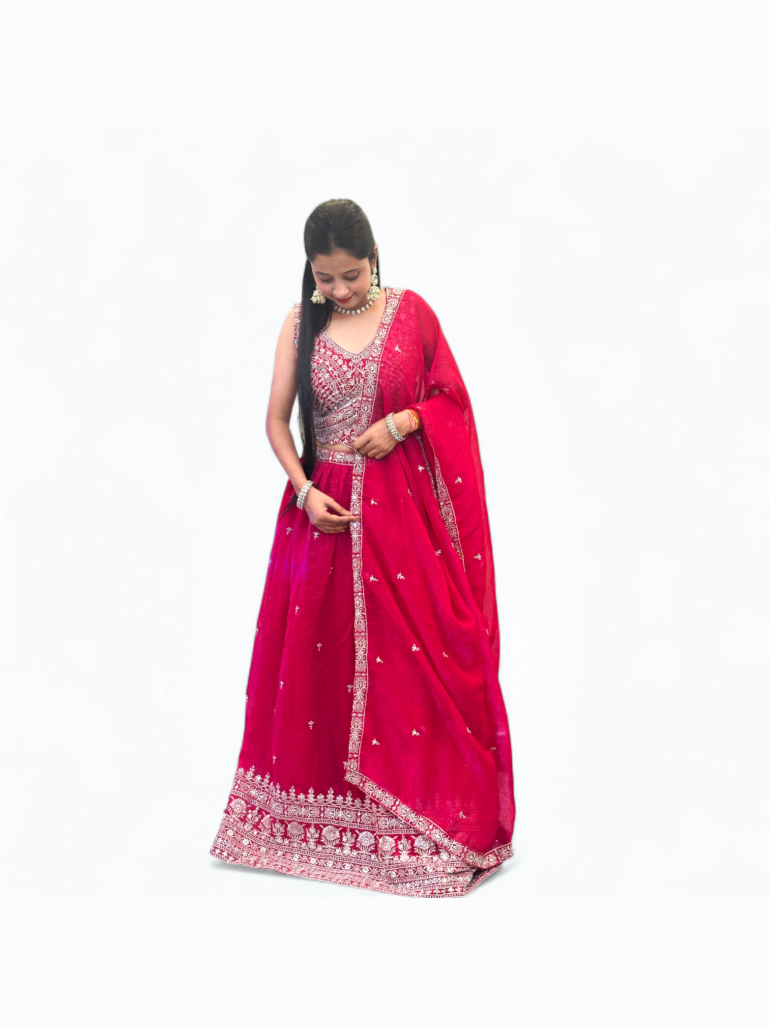 Traditional Red Embroidered Lehenga