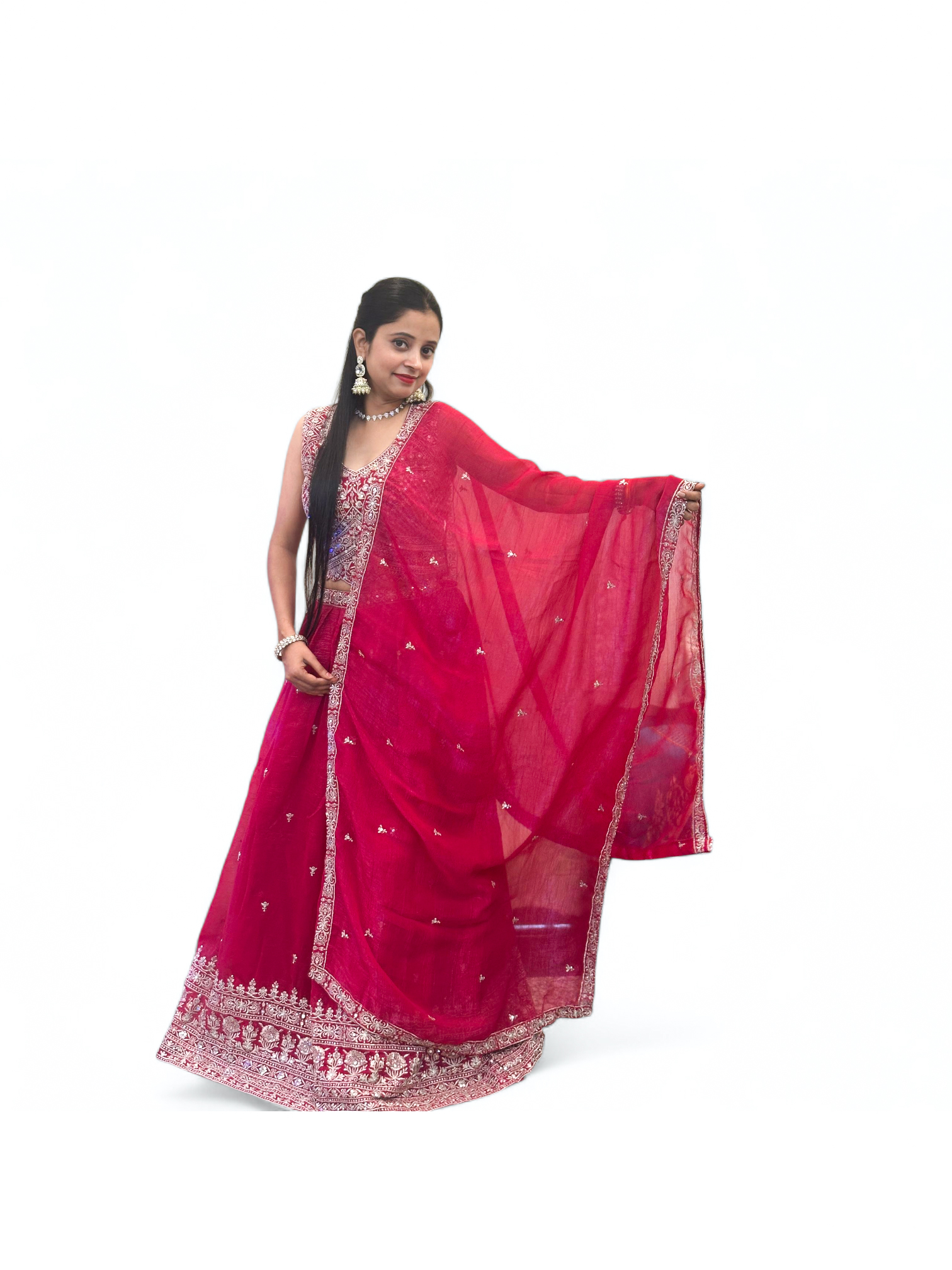 Traditional Red Embroidered Lehenga