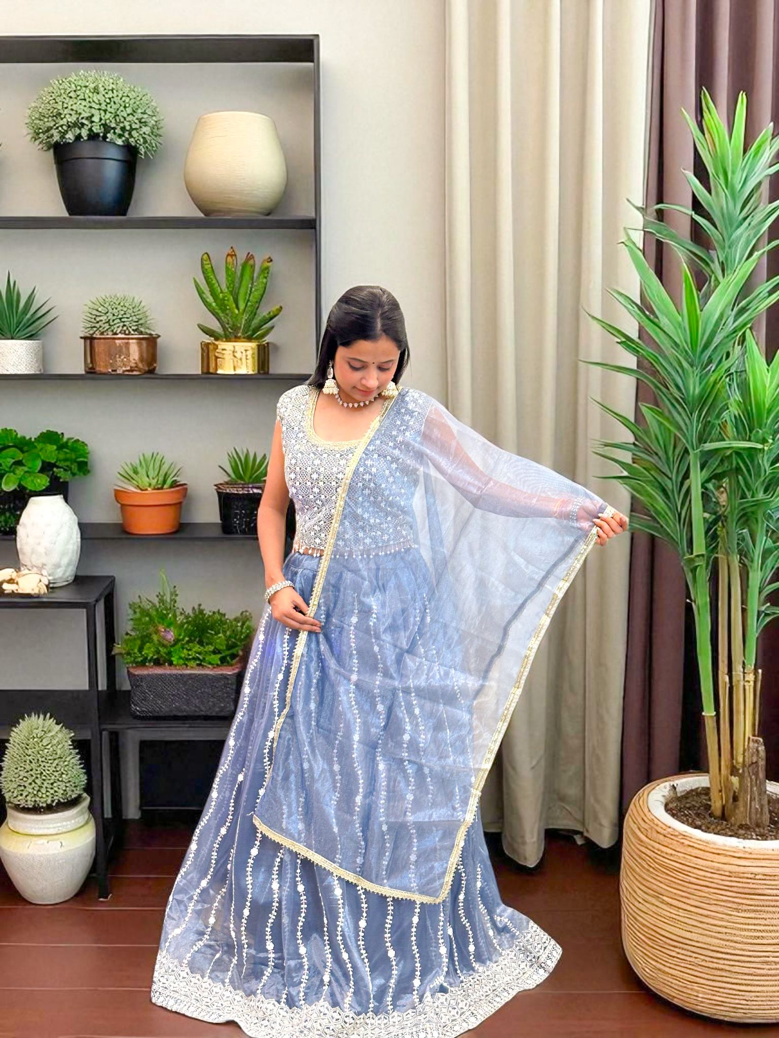 Embroidered Blue Lehenga Choli