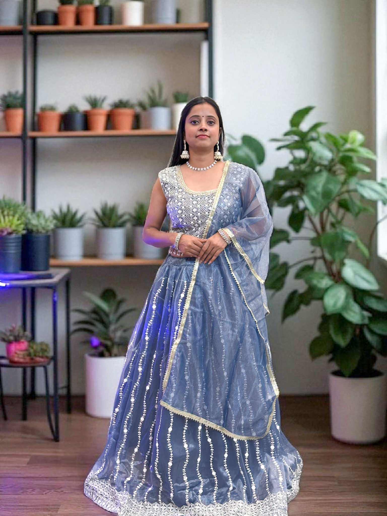 Embroidered Blue Lehenga Choli