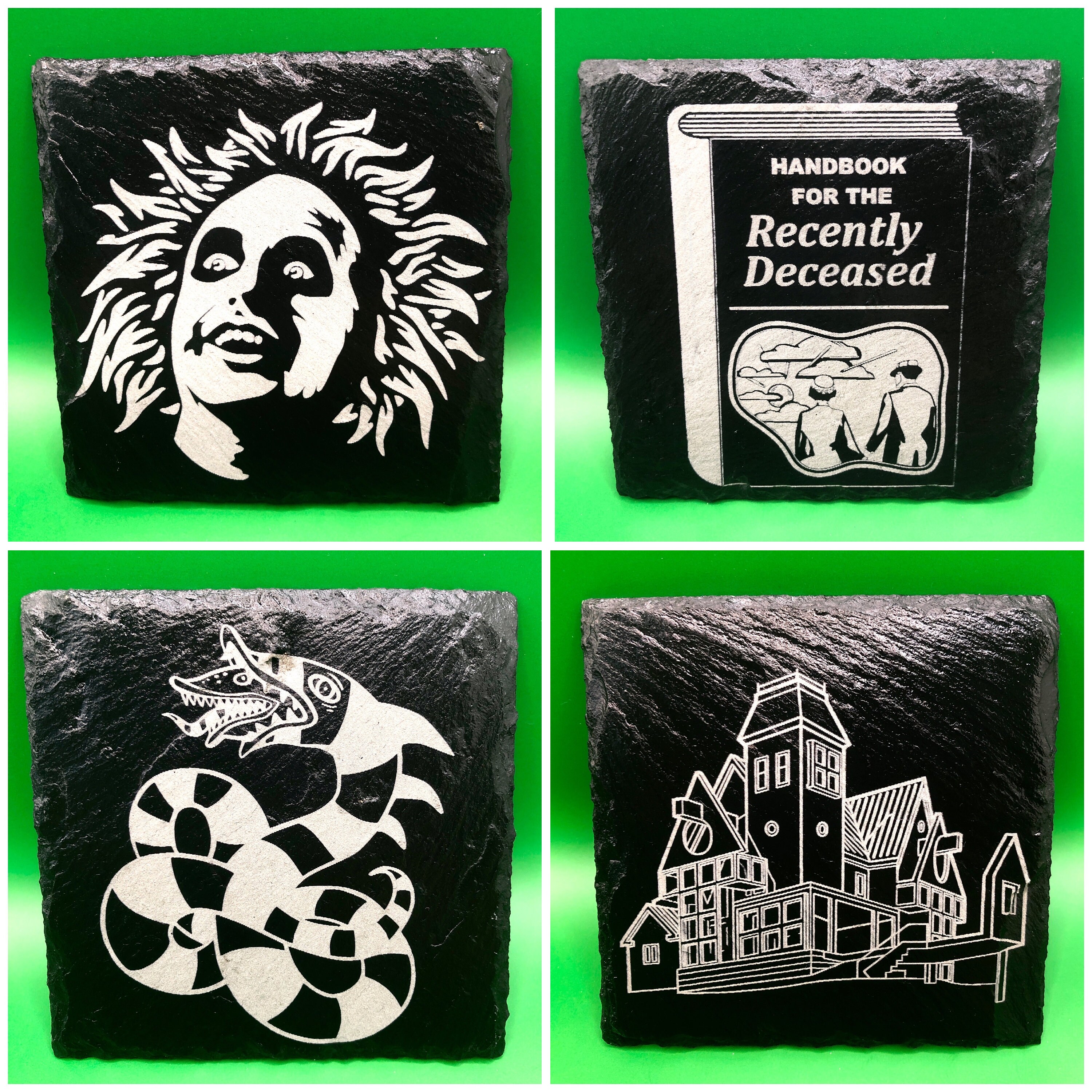 Beetlejuice Themed Slate Coasters