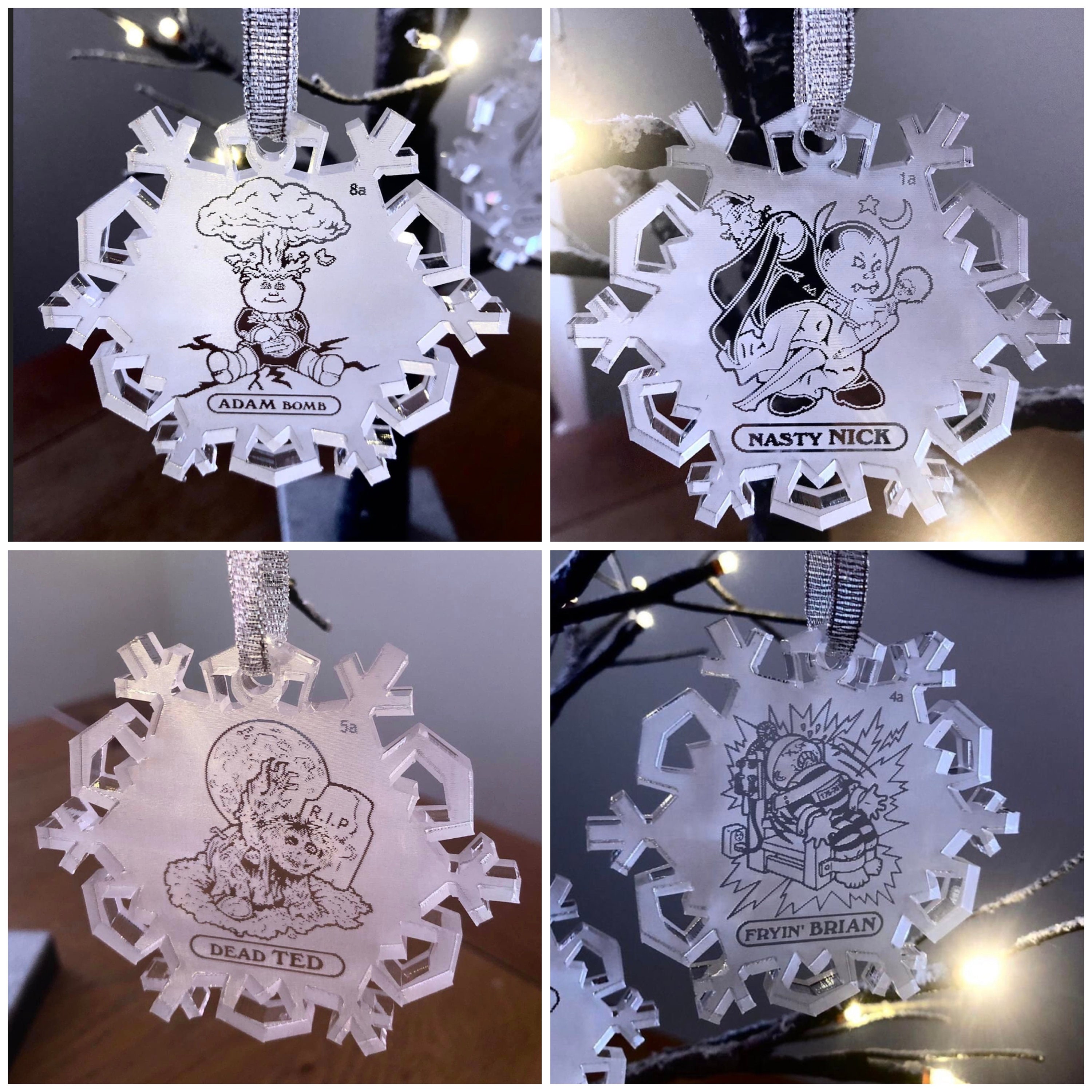 Garbage Pail Kids Christmas tree decorations - snowflake version