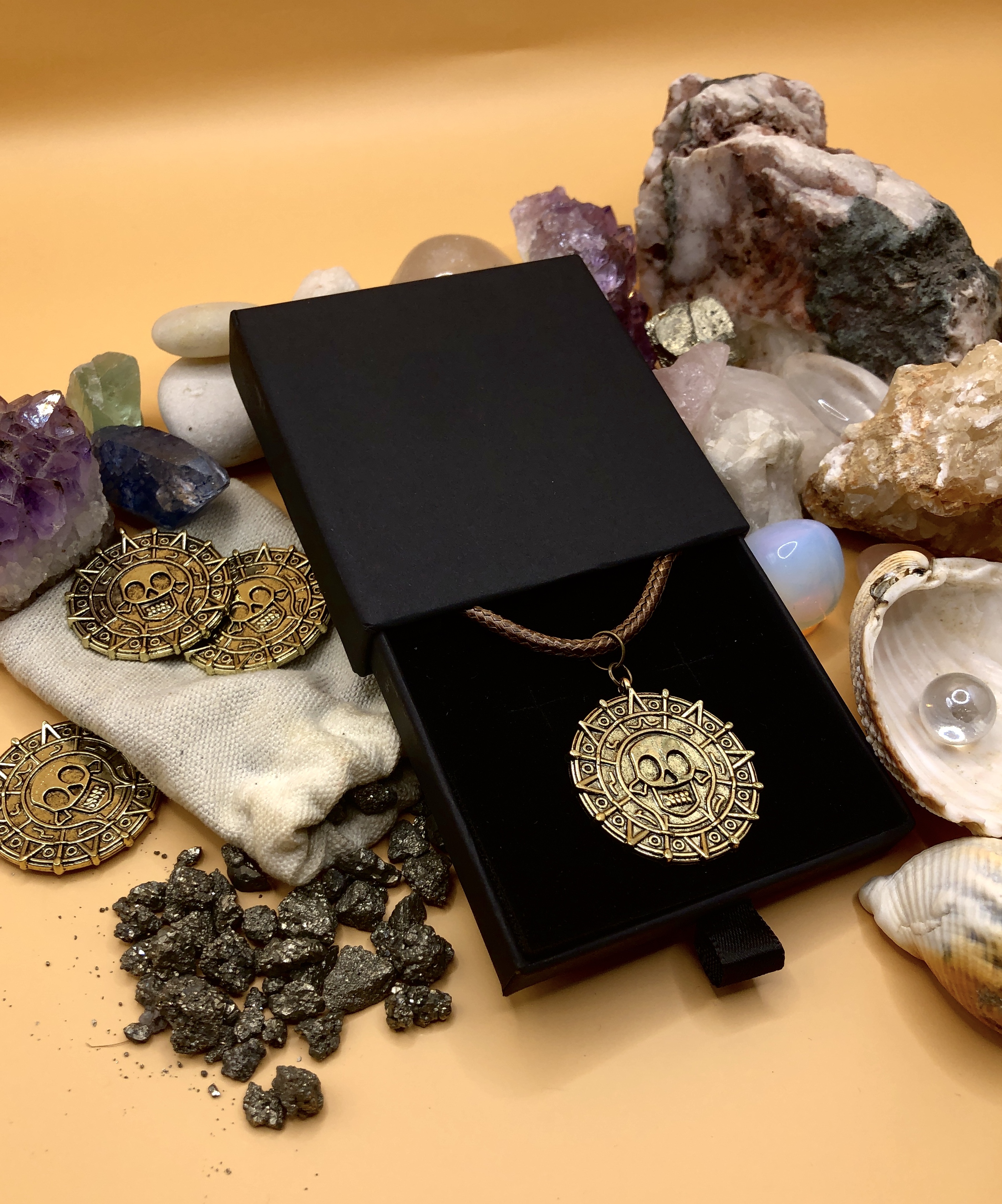 Pirates of the Caribbean / Aztec coin themed necklace