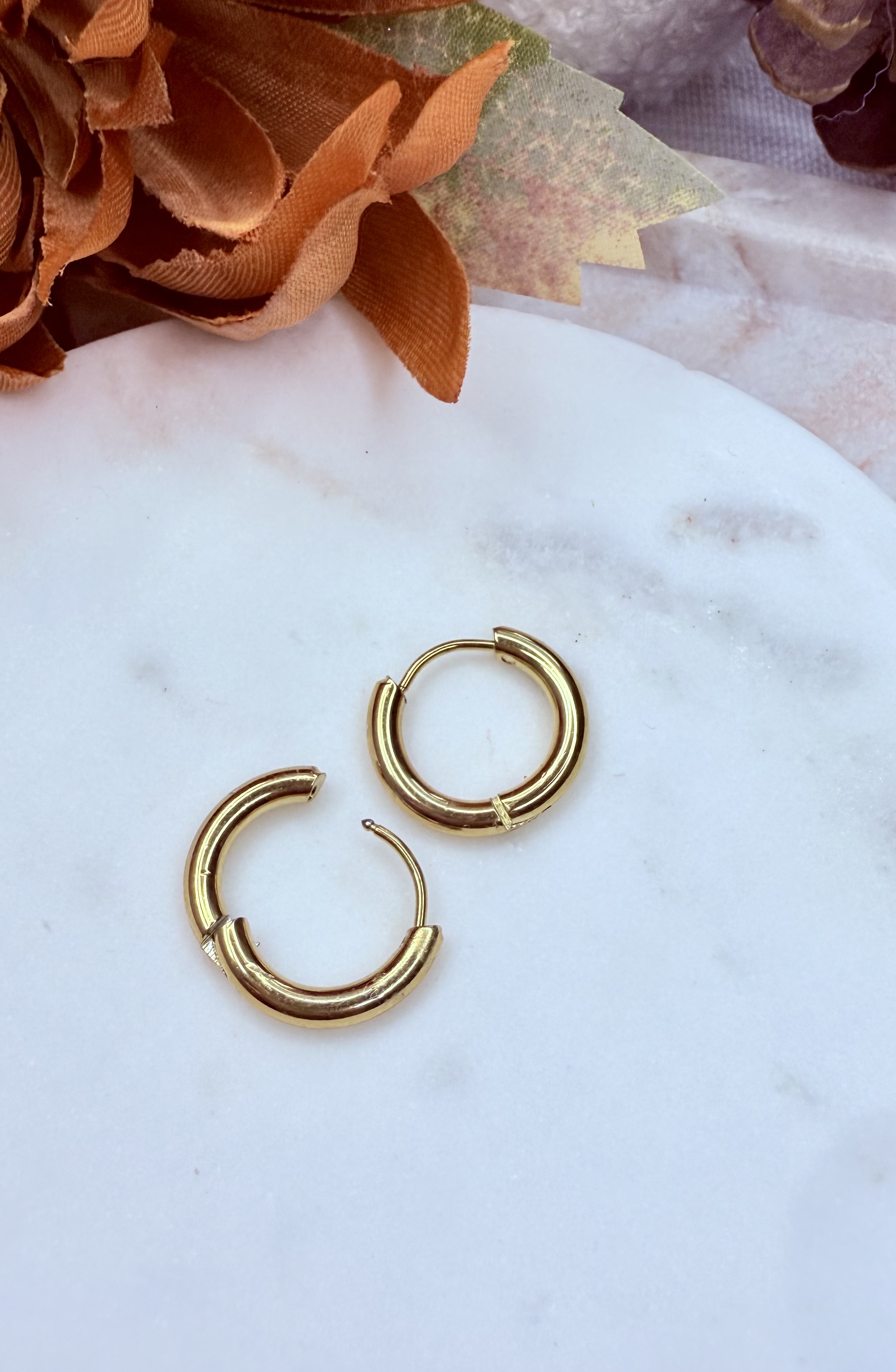 "Rose Quartz" Victorian Huggie Hoop Charms 