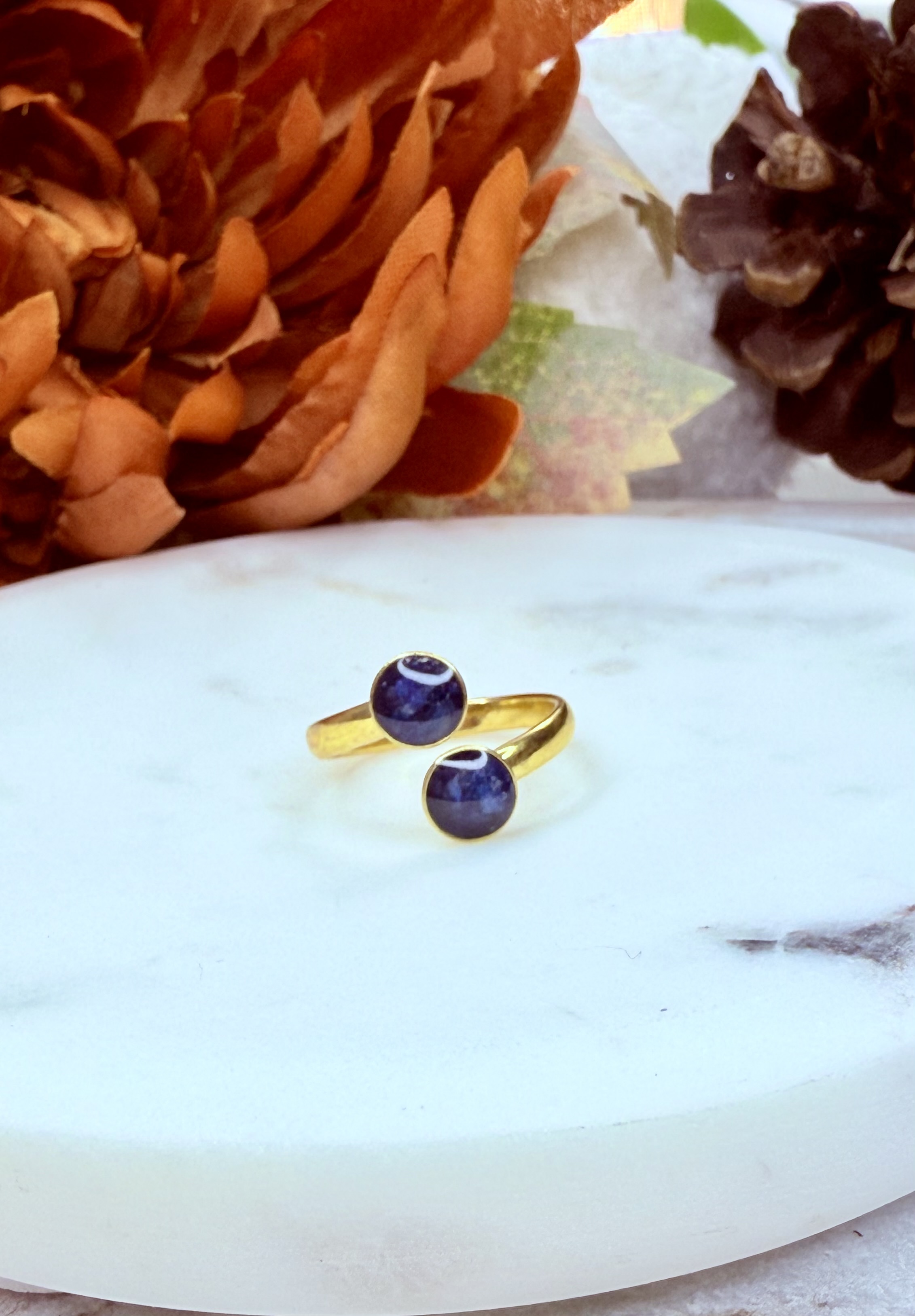 Stainless Steel Adjustable 6mm Double Bezel Cabochon Gold Plated ( 6 Colors) 