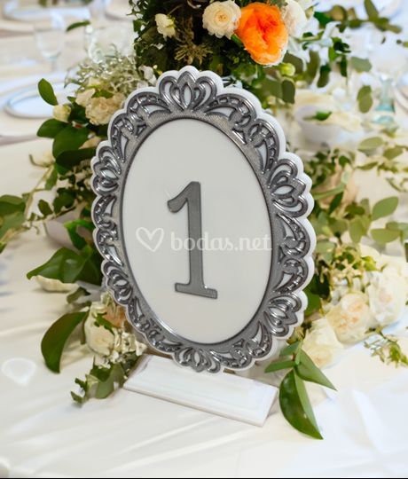 Cartel de número de mesa boda