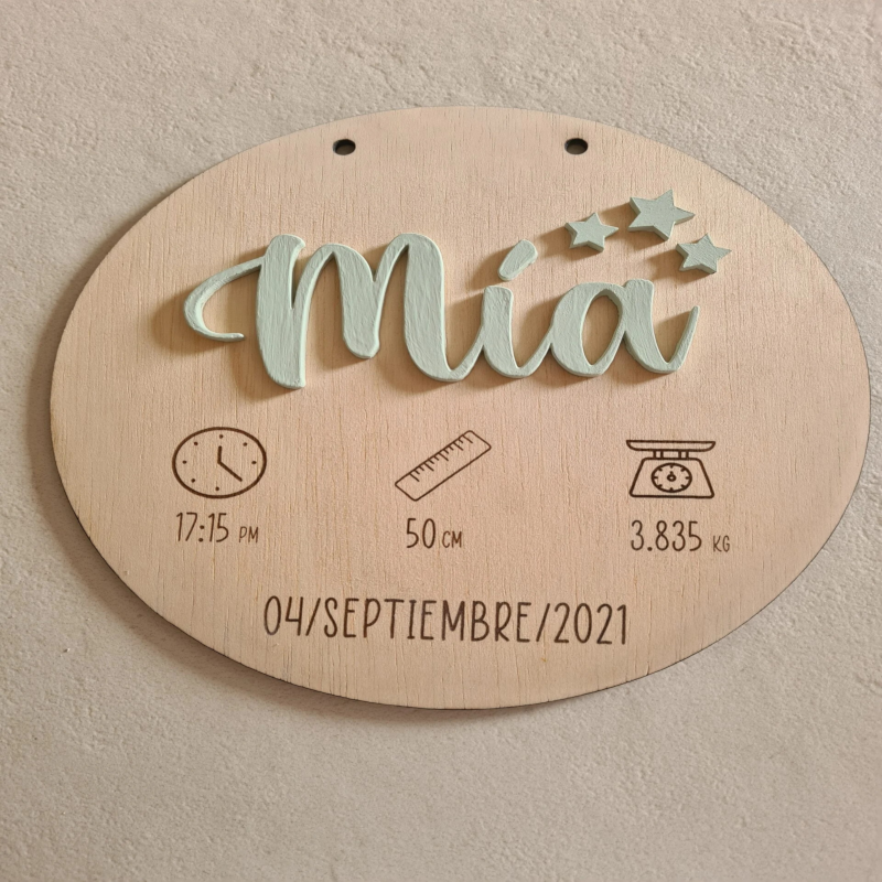 Placa de nacimiento personalizada