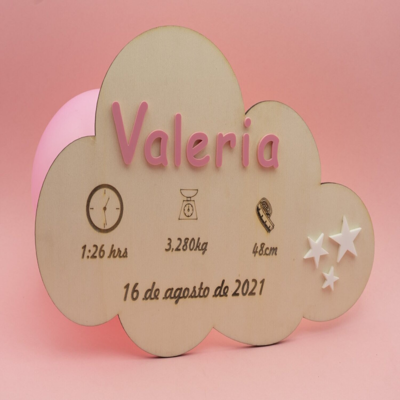 Placa de nacimiento personalizada de Valeria