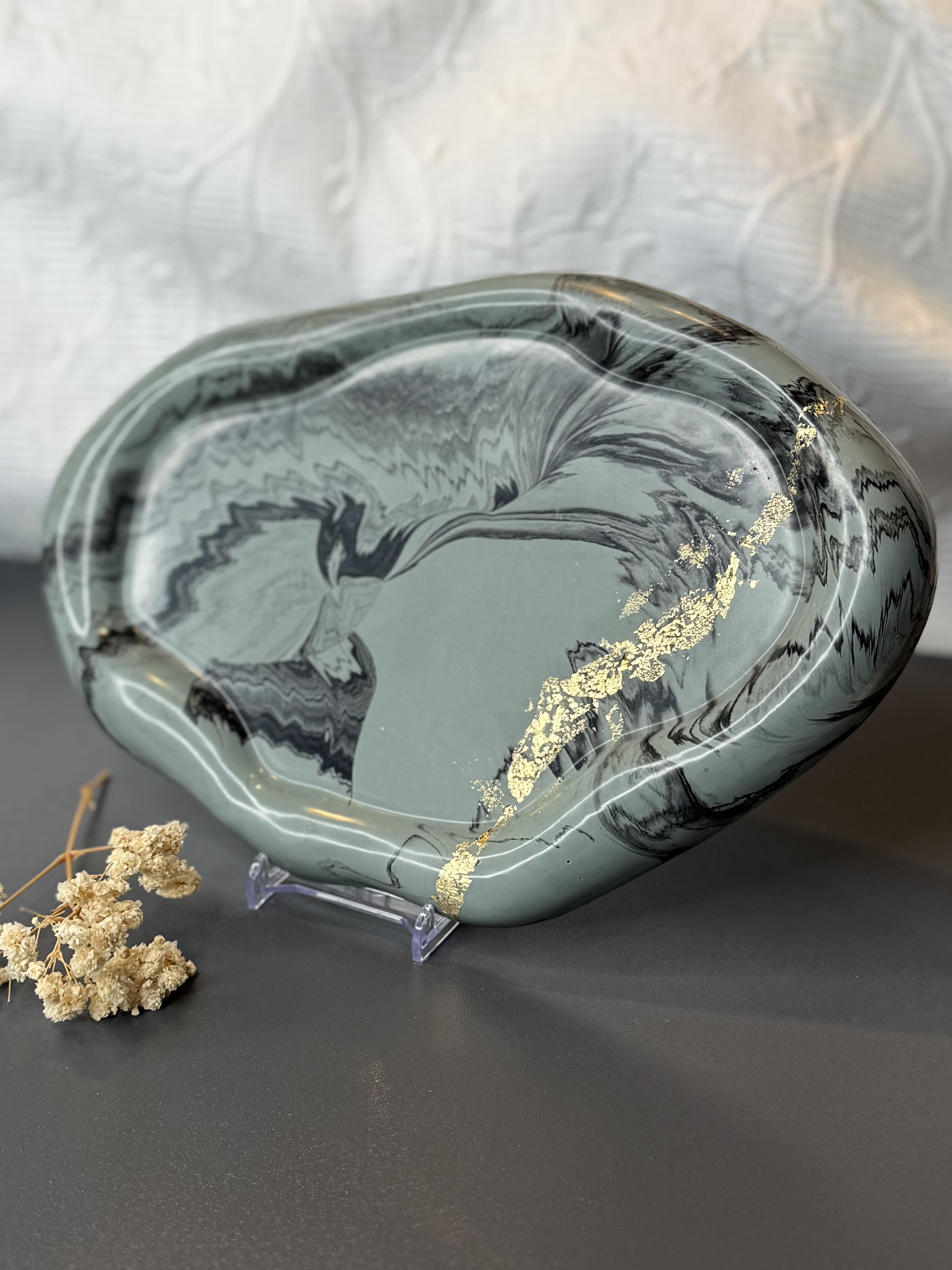 Dekotablett oval - Luna "Jungle-green"