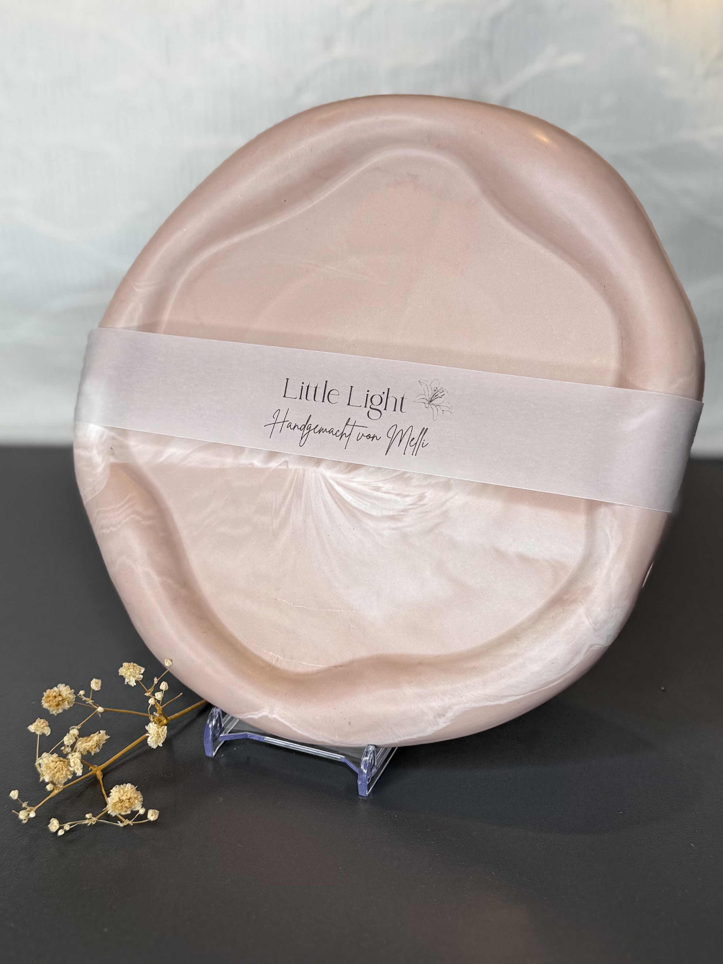 Dekotablett rund - Luna "rosé" mit Marble-Effekt