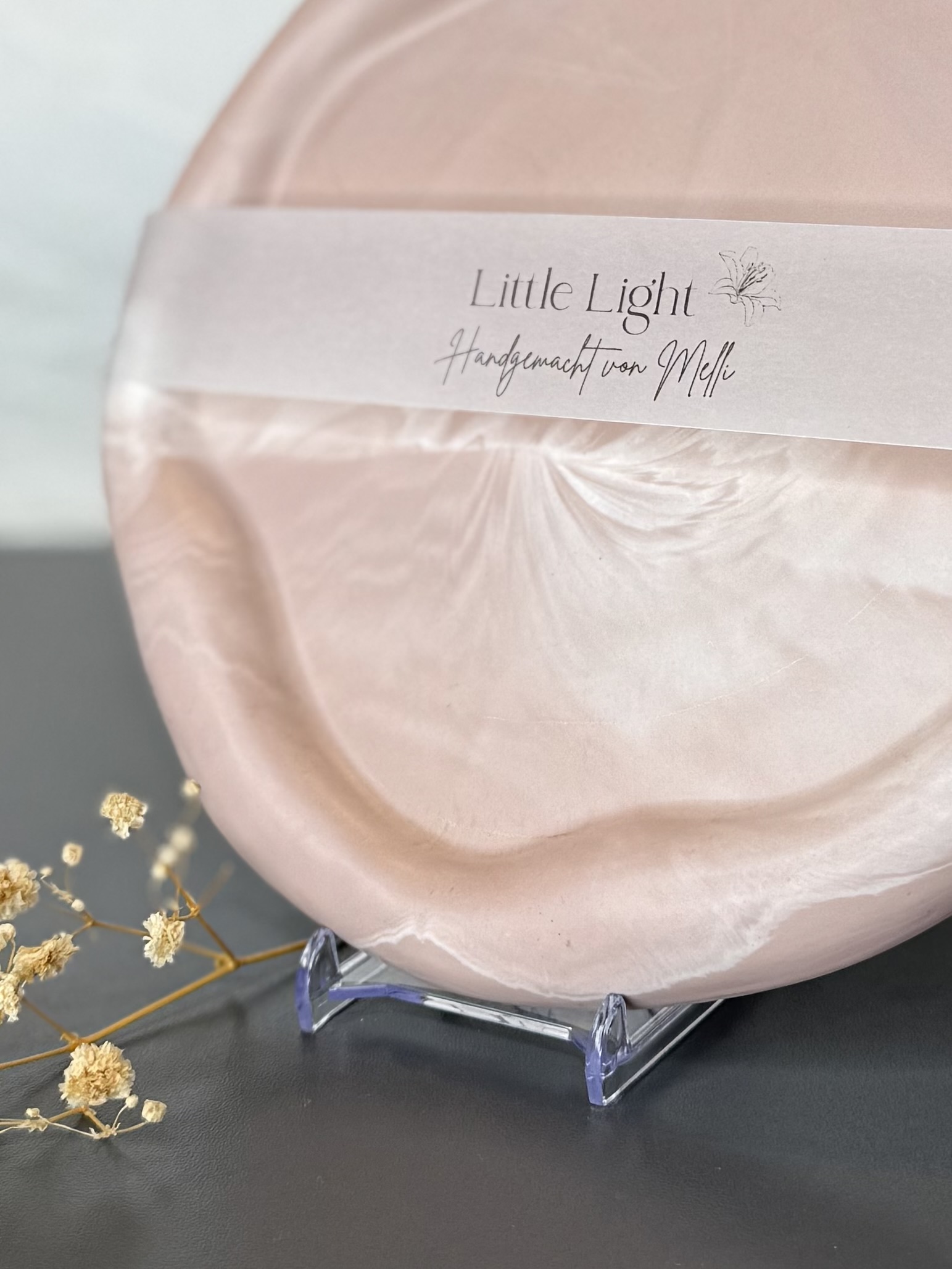 Dekotablett rund - Luna "rosé" mit Marble-Effekt